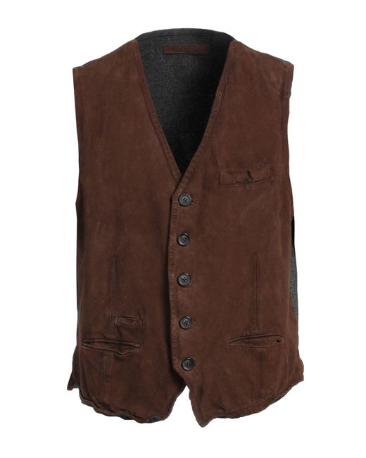 THE JACK AND JACKIE LEATHERS Brown Dark Tailored Vest Polyester, Wool, Viscose for men