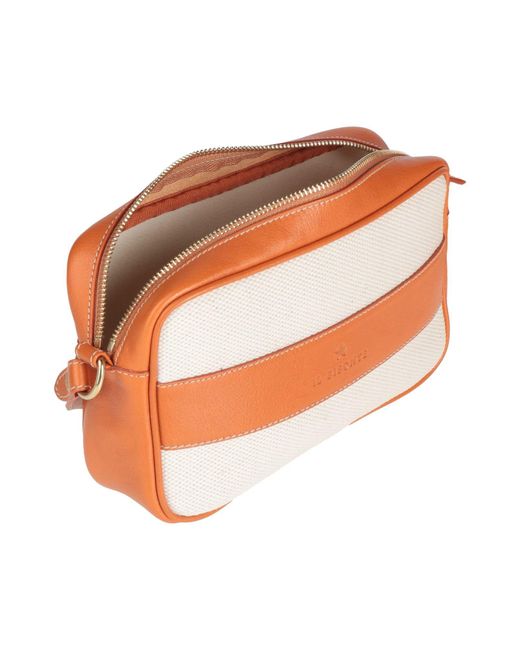 Il Bisonte Orange Cross-Body Bag Cotton, Linen, Leather