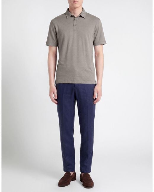 Daniele Fiesoli Gray Polo Shirt Linen, Elastane for men