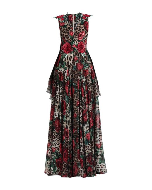 Dolce & Gabbana Natural Khaki Maxi Dress Silk, Pvc