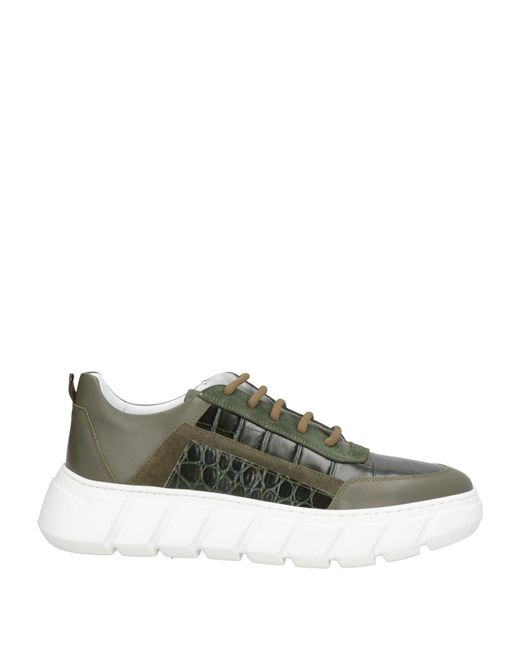 Giovanni Conti Green Military Sneakers Calfskin for men