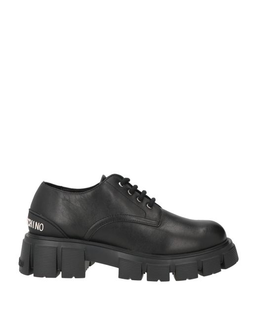 Love Moschino Black Lace-Up Shoes Calfskin