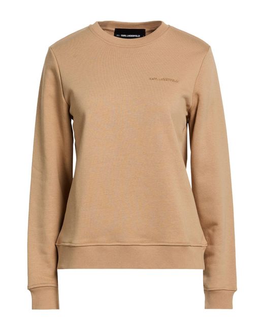 Karl Lagerfeld Natural Camel Sweatshirt Organic Cotton, Recycled Polyester