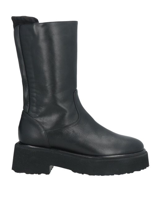 Aldo Castagna Black Ankle Boots Leather, Textile Fibers