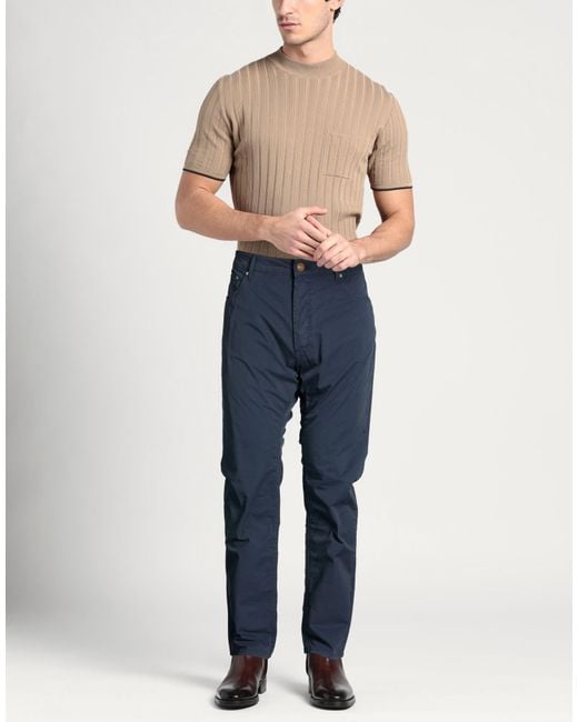 Hand Picked Blue Pants Cotton, Elastane for men