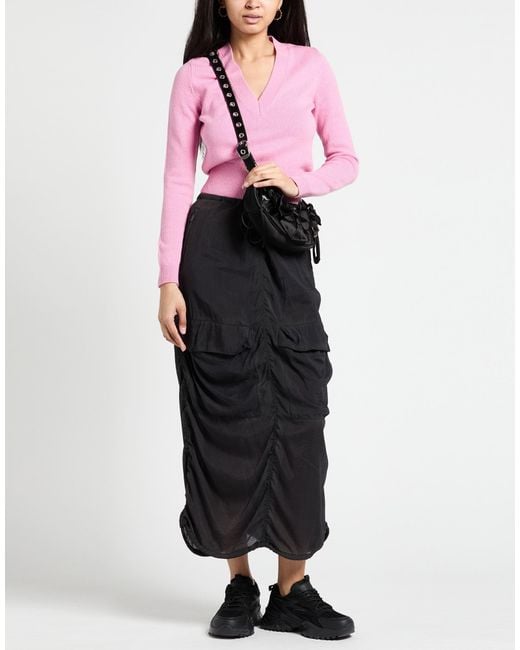 DIESEL Black Midi Skirt Rayon, Nylon