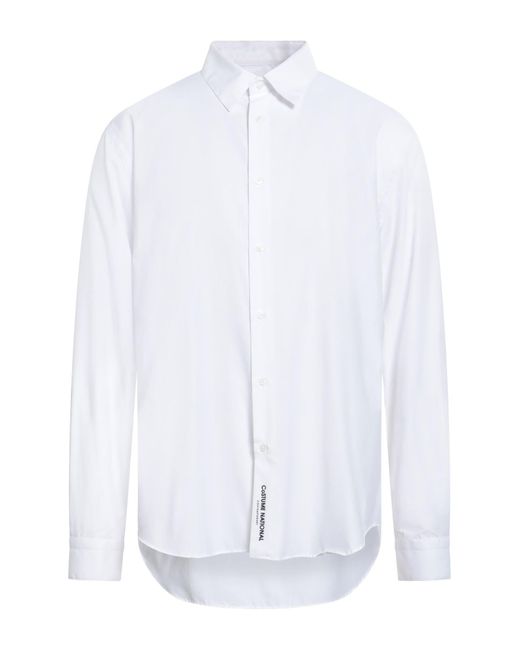CoSTUME NATIONAL White Cotton Appliqué Dress Shirt for men