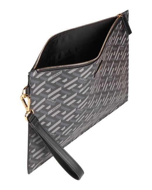 Versace Gray Handbag Textile Fibers