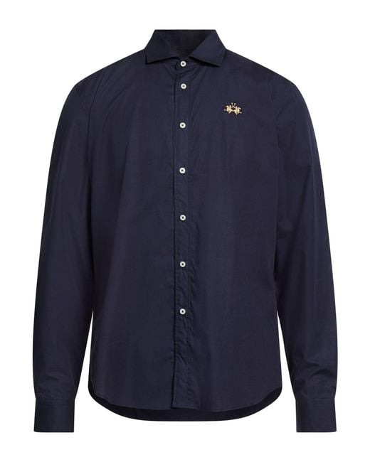 La Martina Blue Midnight Shirt Cotton for men
