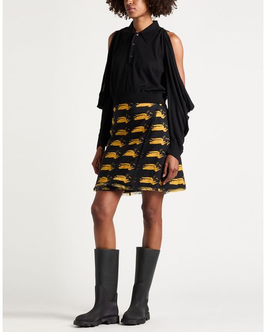 Burberry Black Mini Skirt Wool, Calfskin
