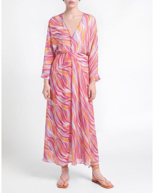 Poupette Red Fuchsia Maxi Dress Silk