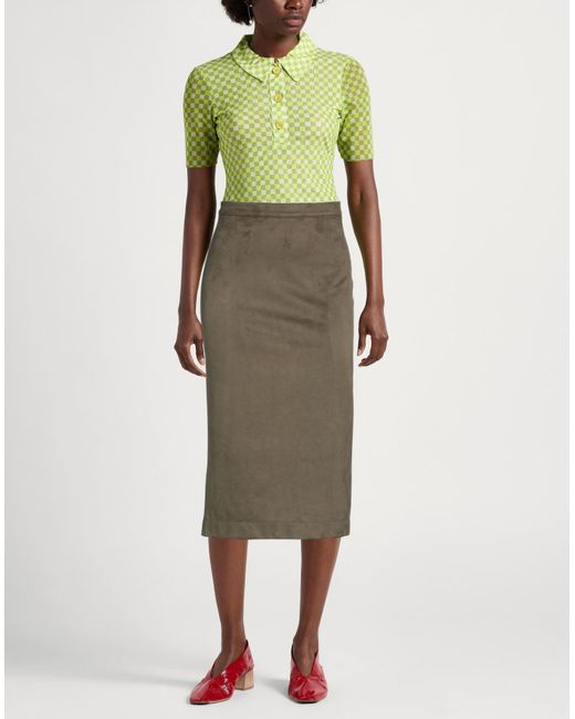 Siste's Green Midi Skirt Polyester, Elastane