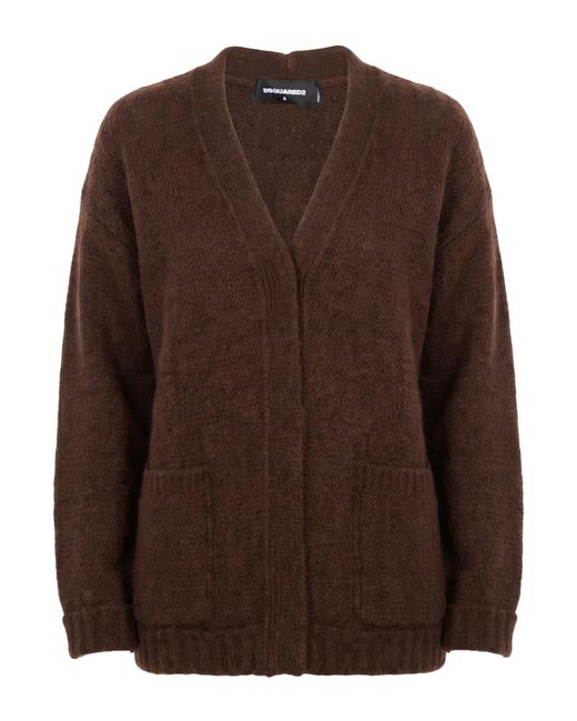DSquared² Brown Chocolate Cardigan Alpaca Wool, Polyamide, Wool, Elastane