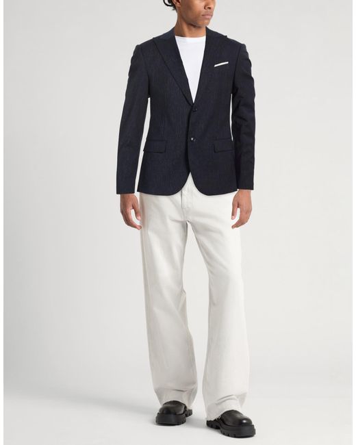 Daniele Alessandrini Blue Blazer Wool, Polyester, Viscose, Elastane for men