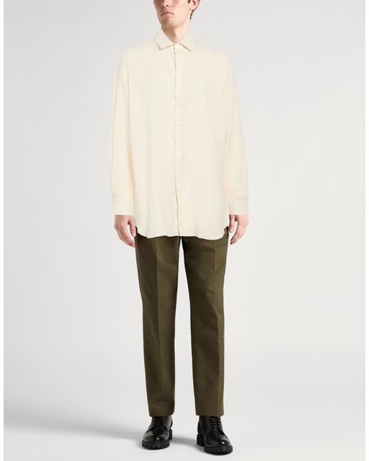 Canali Natural Ivory Shirt Linen for men