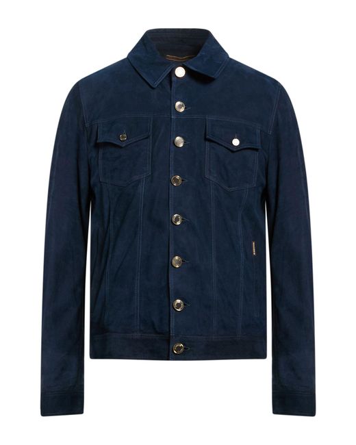 Moorer Blue Jacket Leather for men