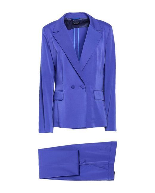 Marella Blue Bright Suit Polyester, Viscose, Elastane