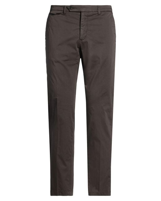 Paoloni Gray Dark Pants Cotton, Elastane for men