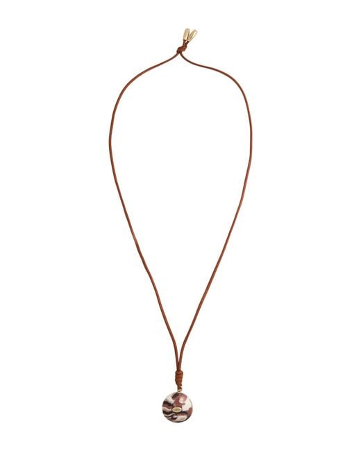 Chloé Brown Necklace Cotton, Lambskin, Ceramic