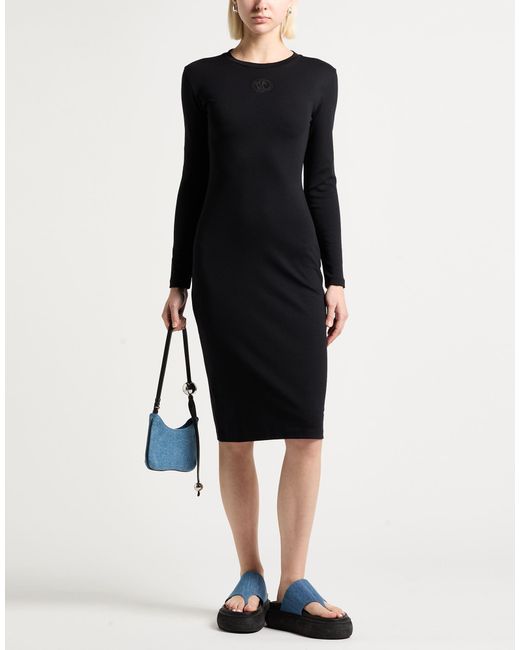 Karl Lagerfeld Black Midi Dress Cotton