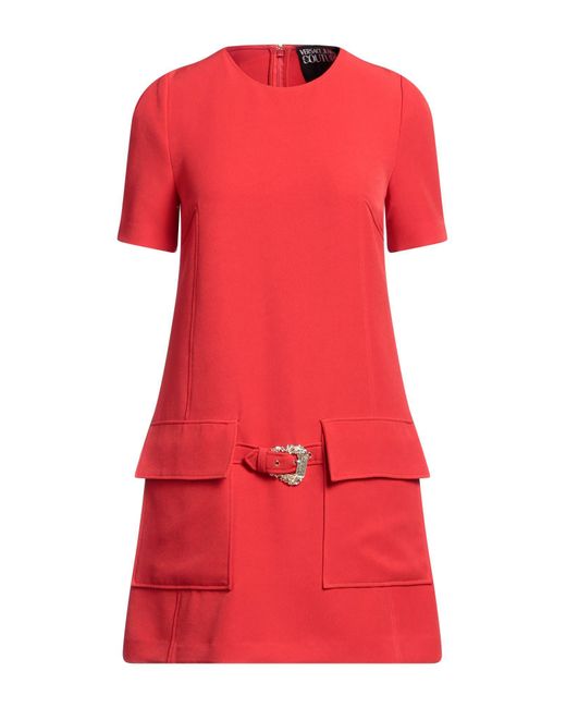 Versace Red Tomato Mini Dress Polyester, Elastane
