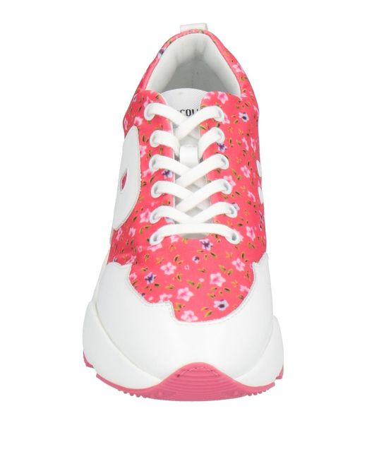 Rucoline Pink Sneakers Calfskin, Cotton, Polyamide