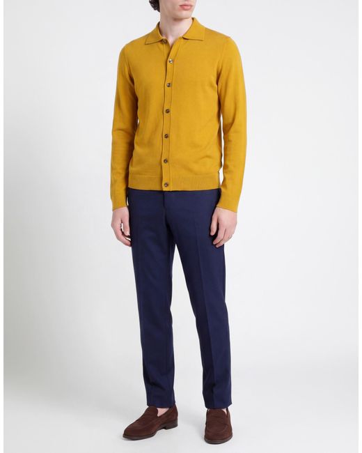 Alpha Studio Yellow Mustard Cardigan Merino Wool for men