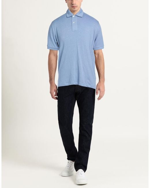 STEFAN BRANDT Blue Light Polo Shirt Linen, Elastane for men