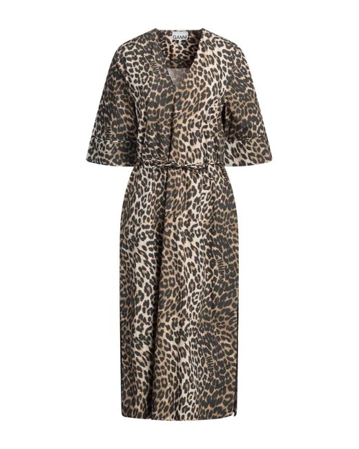 Ganni Natural Midi-Kleid