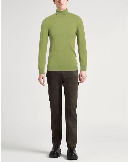Fedeli Green Military Turtleneck Cashmere for men