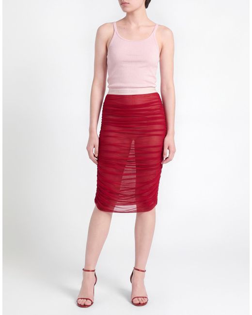 DES_PHEMMES Red Midi Skirt Polyamide, Elastane