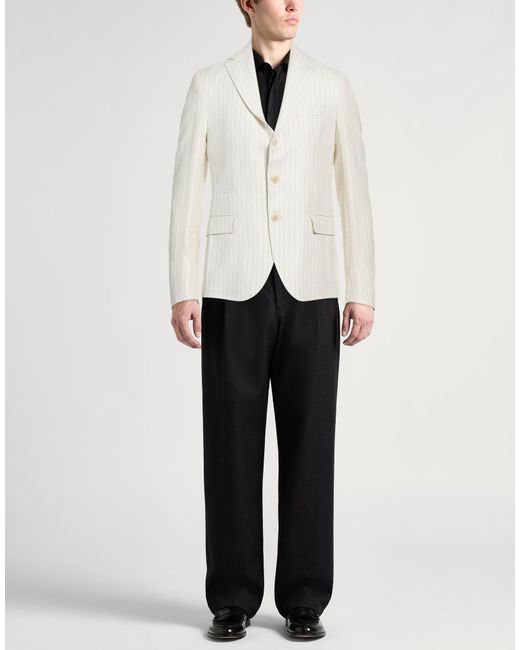Eleventy White Blazer Linen, Wool, Silk for men