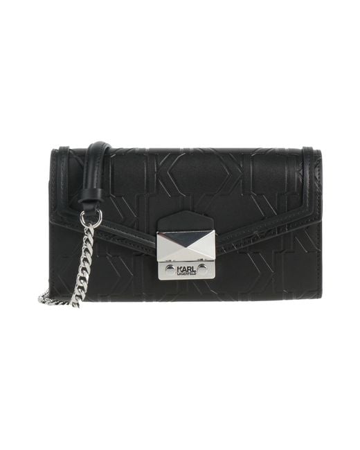 Karl Lagerfeld Black Cross-Body Bag Cowhide, Polyurethane