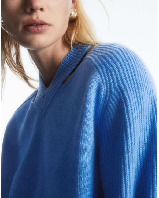 COS Blue Deconstructed Wool Sweater