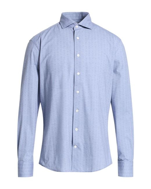 Traiano Blue Shirt Polyester, Polyamide, Elastane for men