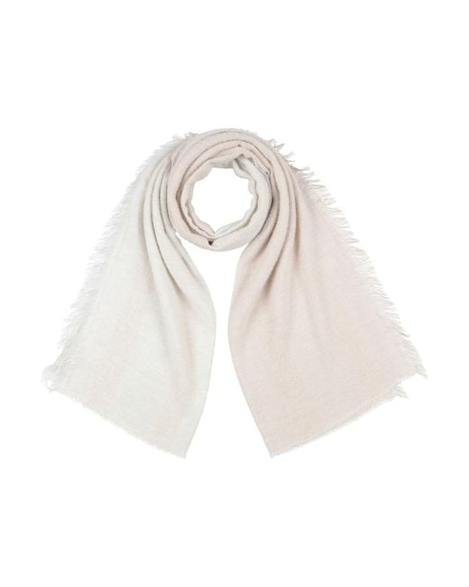 Purotatto White Cream Scarf Viscose, Polyester, Virgin Wool, Synthetic Fibers, Alpaca Wool