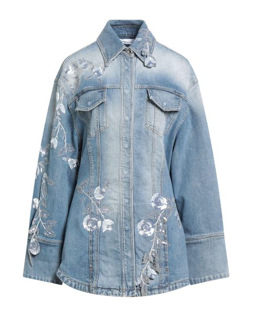 Blumarine Blue Denim Outerwear Cotton, Elastane