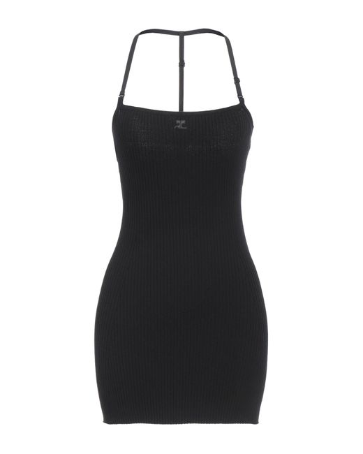 Courreges Black Mini Dress Viscose, Polyester