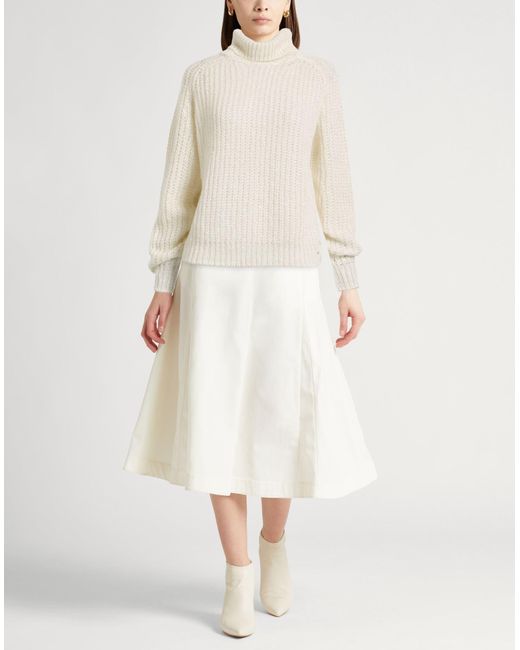 Herno White Turtleneck Polyester, Polyamide, Alpaca Wool, Metallic Fiber, Cotton