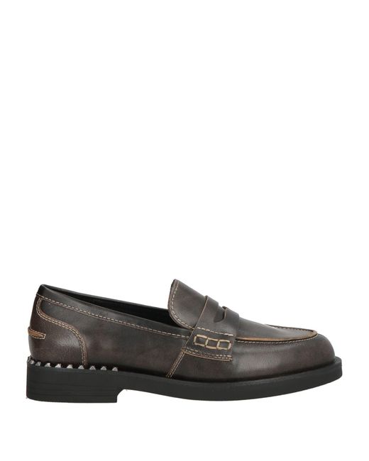 Ash Gray Dark Loafers Leather