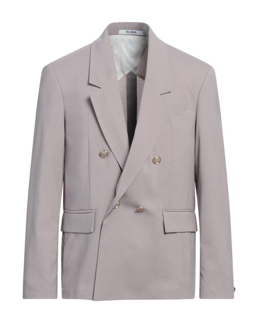 PELINGA Gray Blazer Virgin Wool, Polyester, Elastane for men