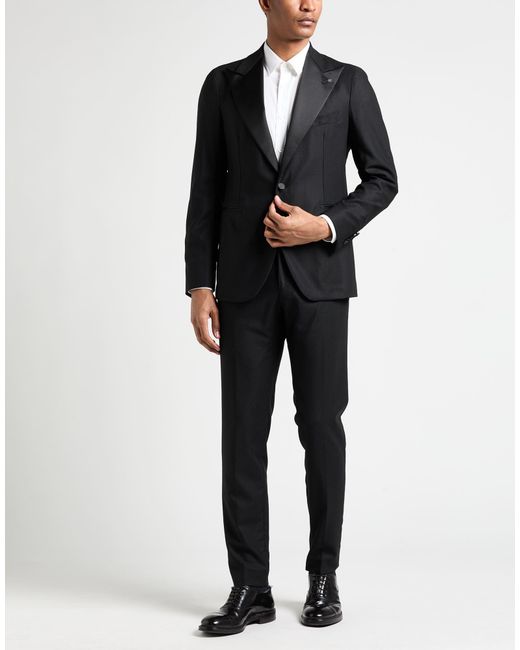 Tagliatore Black Suit Virgin Wool, Elastane for men