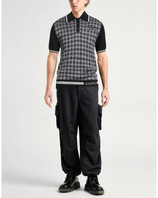 Amiri Black Polo Shirt Wool, Viscose for men