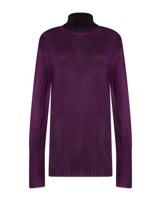Riccardo Forconi Purple Turtleneck Virgin Wool, Cashmere