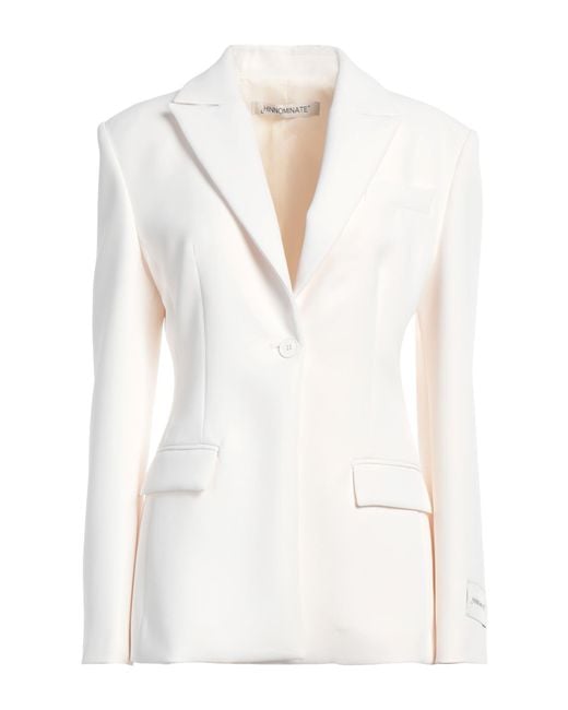 hinnominate White Ivory Blazer Polyester, Elastane