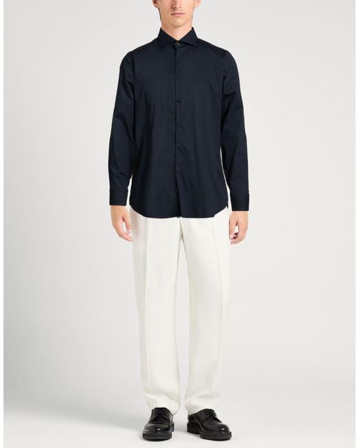 Manuel Ritz Blue Midnight Shirt Cotton, Elastane for men