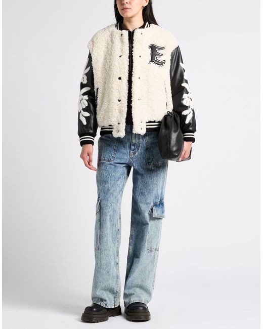 ERMANNO FIRENZE Natural Ivory Jacket Polyester, Polyurethane, Synthetic Fibers, Wool, Alpaca Wool