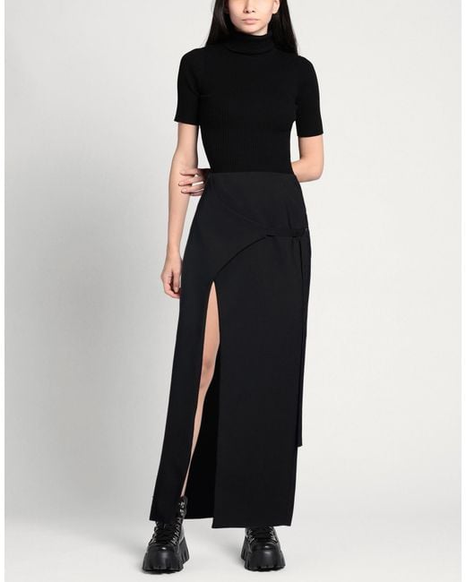 Ssheena Black Maxi Skirt Polyester, Virgin Wool, Elastane