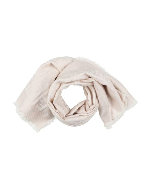 Fendi White Cream Scarf Virgin Wool, Viscose, Metallic Fiber