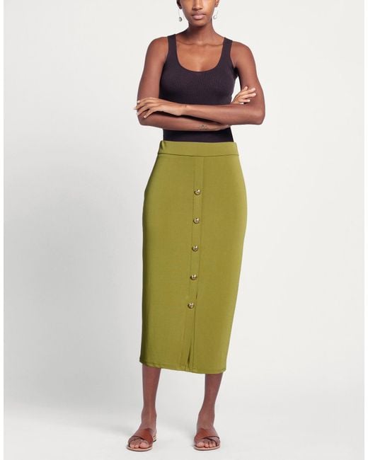 Joseph Ribkoff Green Midi Skirt Polyester, Elastane